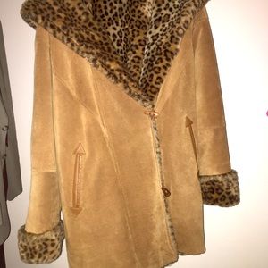 Wilson Leather reversible suede shearling coat.